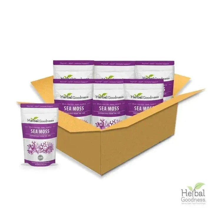 Sea Moss - Raw Dried Gold & Purple St Lucia - Herbal Goodness Bulk Herb Herbal Goodness 8 oz Purple - Case(6) 