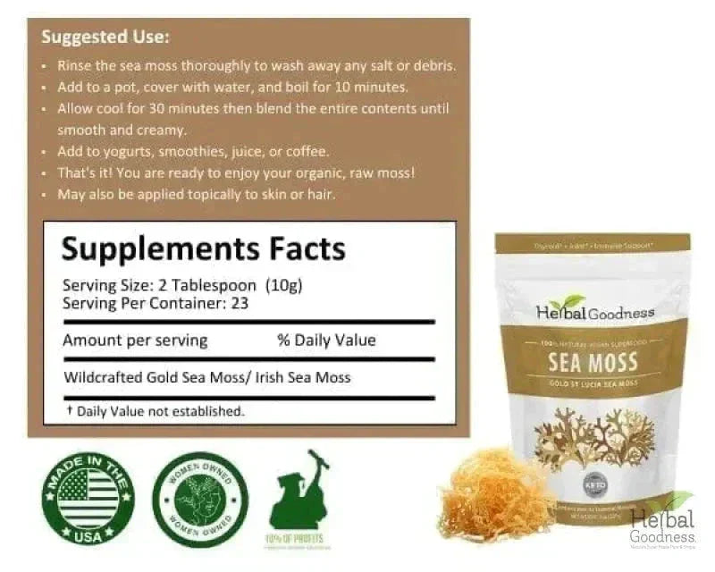 Sea Moss - Raw Dried Gold & Purple St Lucia - Herbal Goodness Bulk Herb Herbal Goodness 