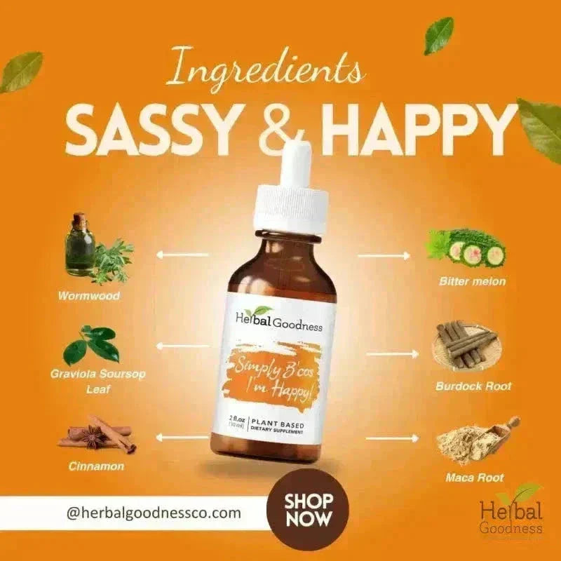 Simply Bcos Im Happy 2fl.oz - Plant Based - Dietary Supplement, Calms mind Liquid Extract Herbal Goodness 