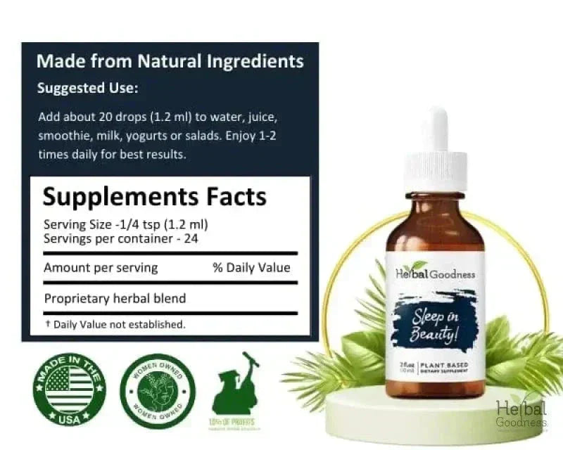 Sleep in Beauty - 2fl.oz - Plant Based - Dietary Supplement - Herbal Goodness Liquid Extract Herbal Goodness 