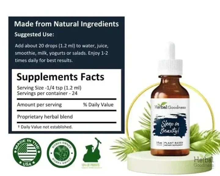 Sleep in Beauty - 2fl.oz - Plant Based - Dietary Supplement - Herbal Goodness Liquid Extract Herbal Goodness 