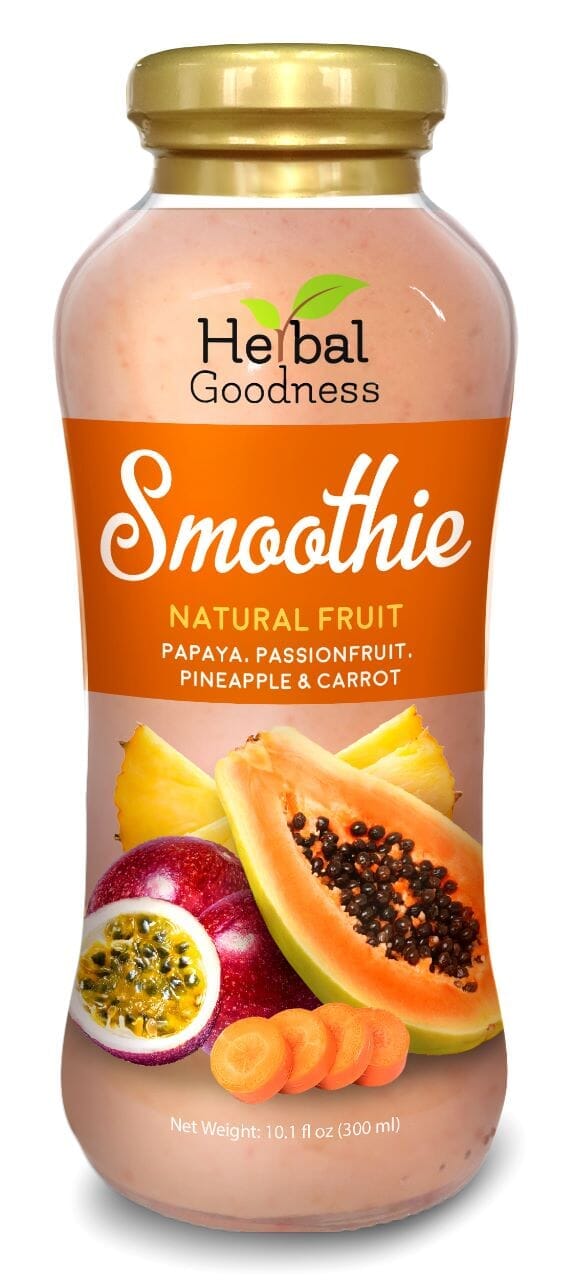 Smoothies Collection Fruit Juice Herbal Goodness Natural Fruit Smoothie Pineapple, Passionfruit, Papaya & Carrot-10oz-Herbal Goodness (IN-STORE PICKUP ONLY) 