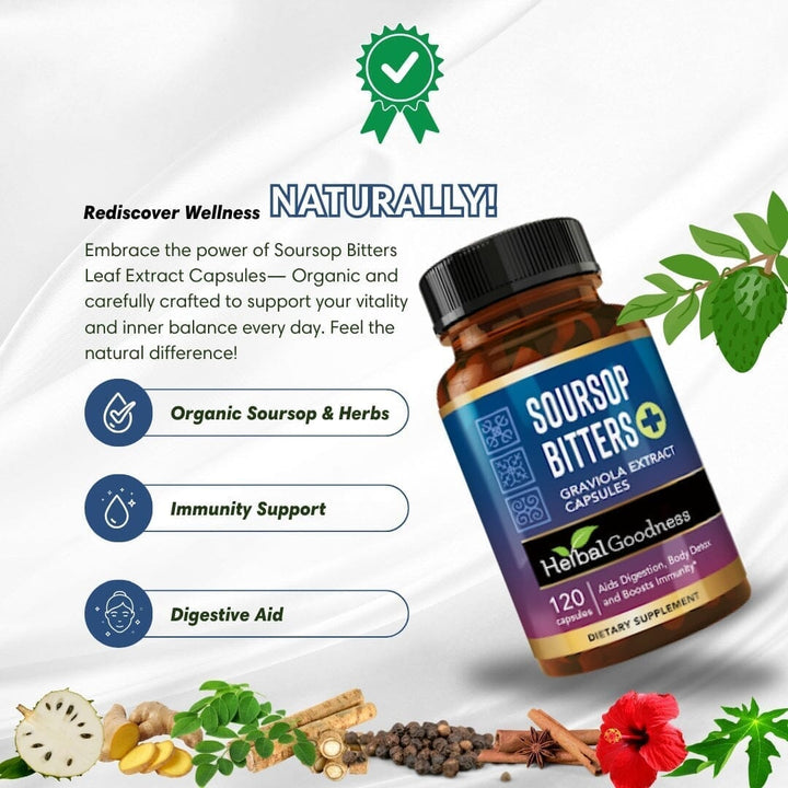 Soursop Bitters Graviola Extract_Capsules_120/1000mg Capsules Herbal Goodness 