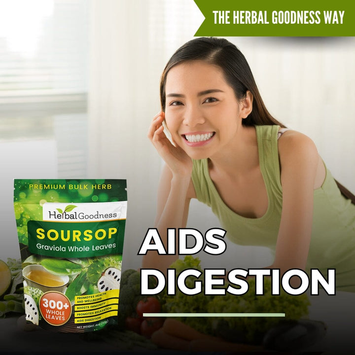Soursop Graviola Leaf (Whole Leaves) - Organic - 300 + Leaves - Immune & Wellness Support Bulk Herb Herbal Goodness 