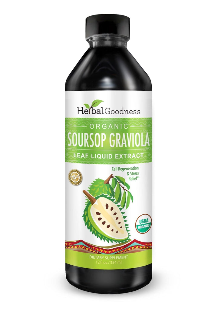 Soursop Leaf Graviola Extract - - Organic 15X Liquid Extract - Cell Renew & Immunity Liquid Extract Herbal Goodness 12oz 
