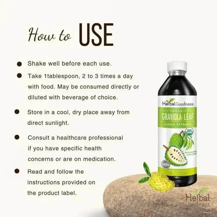 Soursop Leaf Graviola Extract - Organic Liquid - 15X Strength - Herbal Goodness Liquid Extract Herbal Goodness 