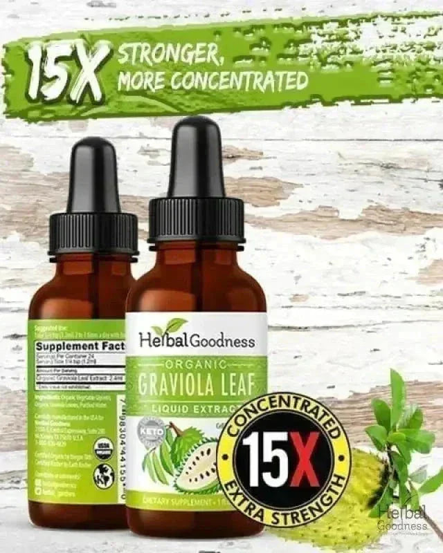 Soursop Leaf Graviola Extract - Organic Liquid - 15X Strength - Herbal Goodness Liquid Extract Herbal Goodness 