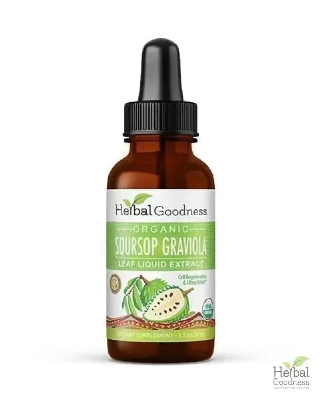 Soursop Leaf Graviola Extract - Organic Liquid - 15X Strength - Immunity & Relaxation - Herbal Goodness Liquid Extract Herbal Goodness 1oz 