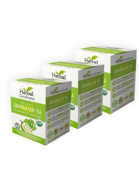Soursop Leaf Tea Graviola Leaves - 100% Organic Tea & Infusions Herbal Goodness Graviola Leaf Tea_Bundle_3packs 