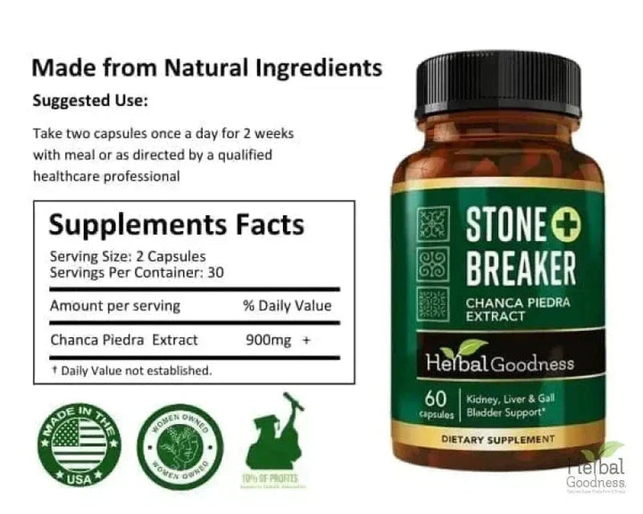 Stone Breaker Plus | Chanca Piedra Extract Capsules - 60/600mg by Herbal Goodness Capsules Herbal Goodness 