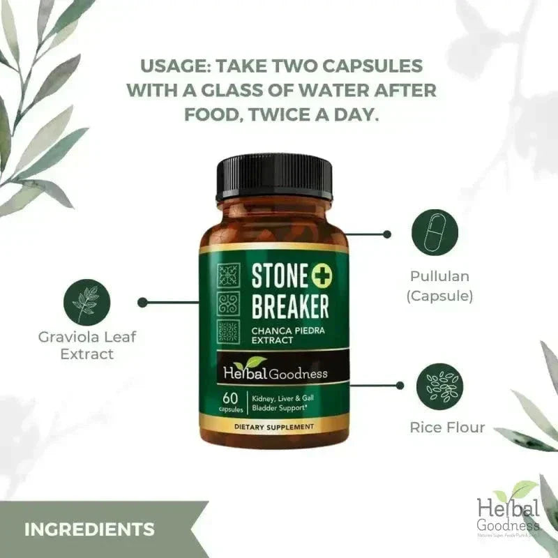 Stone Breaker Plus | Chanca Piedra Extract Capsules - 60/600mg by Herbal Goodness Capsules Herbal Goodness 