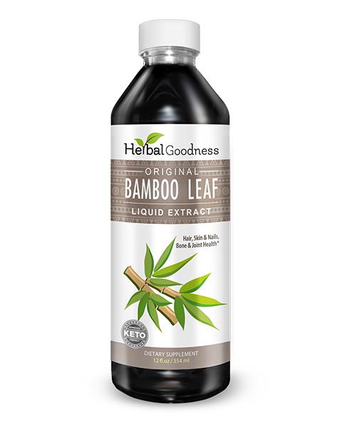 Bamboo Leaf Liquid Extract - 12oz Bottle - Kosher - Hair & Skin Support - By Herbal Goodness  Unit 