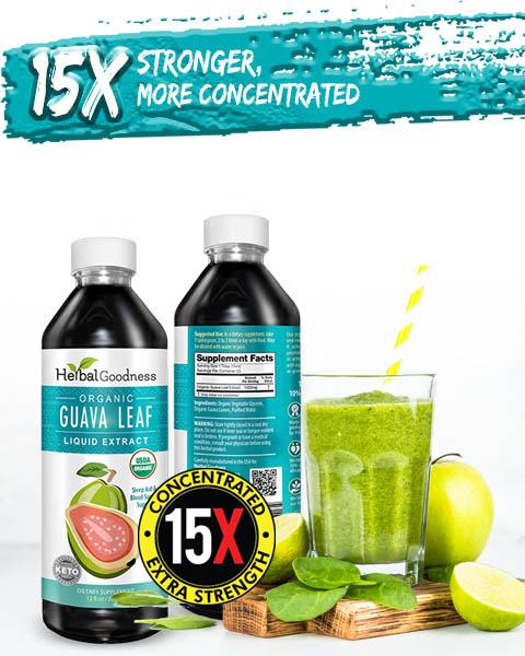 Guava Leaf Extract Liquid - Sleep/Blood Sugar and Hair growth, Skin Support - Anti-aging,12oz Unit 