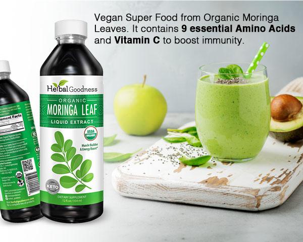 Moringa Leaf Extract Juice Liquid - Muscle Builder - 9 essential Amino Acids - 12 fl oz  Unit 