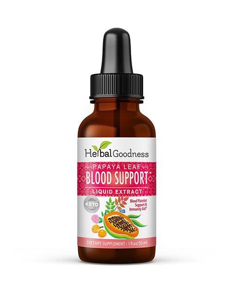 Papaya Leaf Blood Support Formula Liquid Extract - 1 oz Bottle - Healthy Platelets, Blood Cleanse, Bone Marrow Support - By Herbal Goodness Liquid Extract Herbal Goodness Unit 